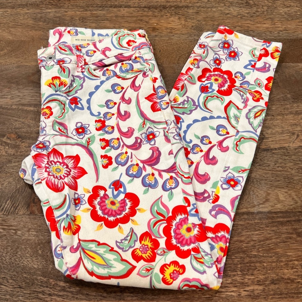 Pelcro Mid Rise Skinny Denim Size 26 Floral